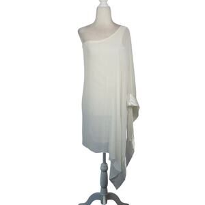 Vintage 90s Double Zero Cream White One-Shoulder Angel Wing Top S